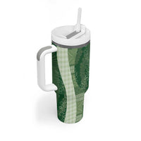 Polynesian Tribal Pattern Patchwork Picturesque Tumbler With Handle Sage Green LT7 - Polynesian Pride