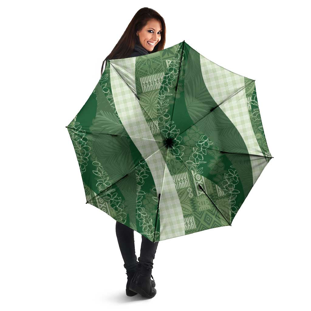 Polynesian Tribal Pattern Patchwork Picturesque Umbrella Sage Green LT7 - Polynesian Pride