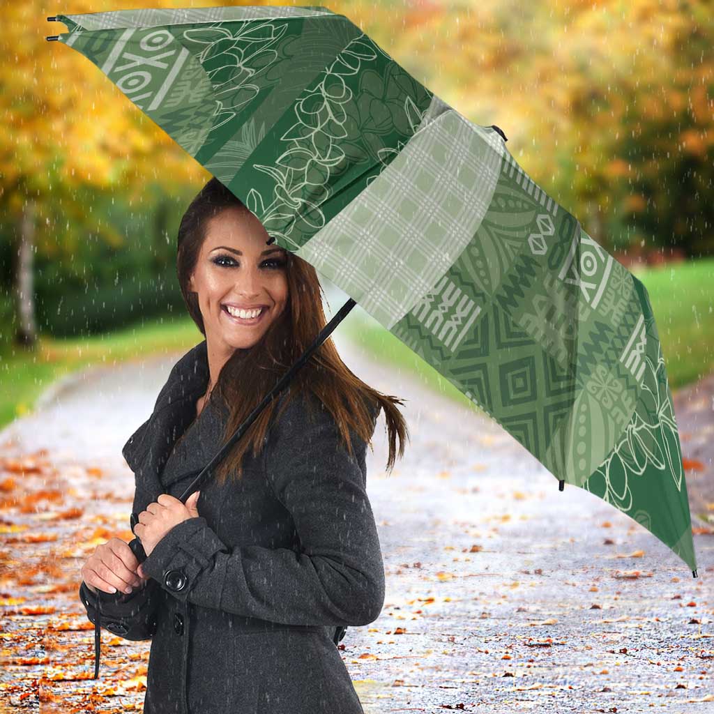 Polynesian Tribal Pattern Patchwork Picturesque Umbrella Sage Green LT7 - Polynesian Pride