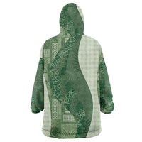 Polynesian Tribal Pattern Patchwork Picturesque Wearable Blanket Hoodie Sage Green LT7 - Polynesian Pride