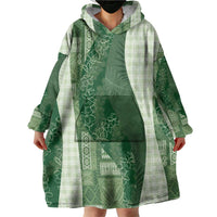 Polynesian Tribal Pattern Patchwork Picturesque Wearable Blanket Hoodie Sage Green LT7 - Polynesian Pride