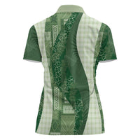 Polynesian Tribal Pattern Patchwork Picturesque Women Polo Shirt Sage Green LT7 - Polynesian Pride