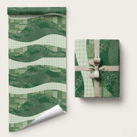 Polynesian Tribal Pattern Patchwork Picturesque Wrapping Paper Sage Green LT7 58" × 23" Sage Green - Polynesian Pride