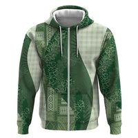 Polynesian Tribal Pattern Patchwork Picturesque Zip Hoodie Sage Green LT7 Zip Hoodie Sage Green - Polynesian Pride