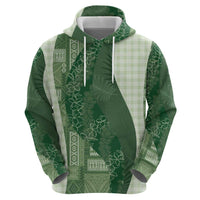 Polynesian Tribal Pattern Patchwork Picturesque Zip Hoodie Sage Green LT7 - Polynesian Pride