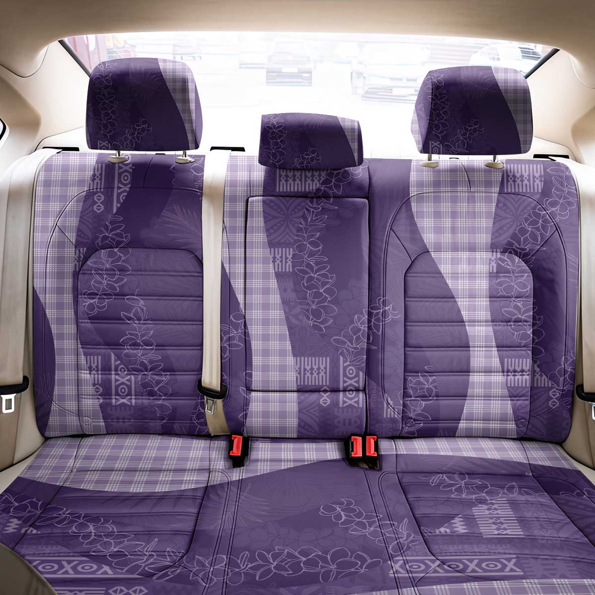 Polynesian Tribal Pattern Patchwork Picturesque Back Car Seat Cover Deep Violet LT7 - Polynesian Pride