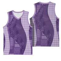 Polynesian Tribal Pattern Patchwork Picturesque Basketball Jersey Deep Violet LT7 - Polynesian Pride