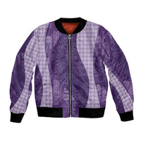 Polynesian Tribal Pattern Patchwork Picturesque Bomber Jacket Deep Violet LT7 Unisex Violet - Polynesian Pride