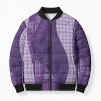 Polynesian Tribal Pattern Patchwork Picturesque Bomber Puffer Jacket Deep Violet LT7 Unisex Violet - Polynesian Pride