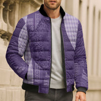 Polynesian Tribal Pattern Patchwork Picturesque Bomber Puffer Jacket Deep Violet LT7 - Polynesian Pride