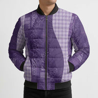 Polynesian Tribal Pattern Patchwork Picturesque Bomber Puffer Jacket Deep Violet LT7 - Polynesian Pride