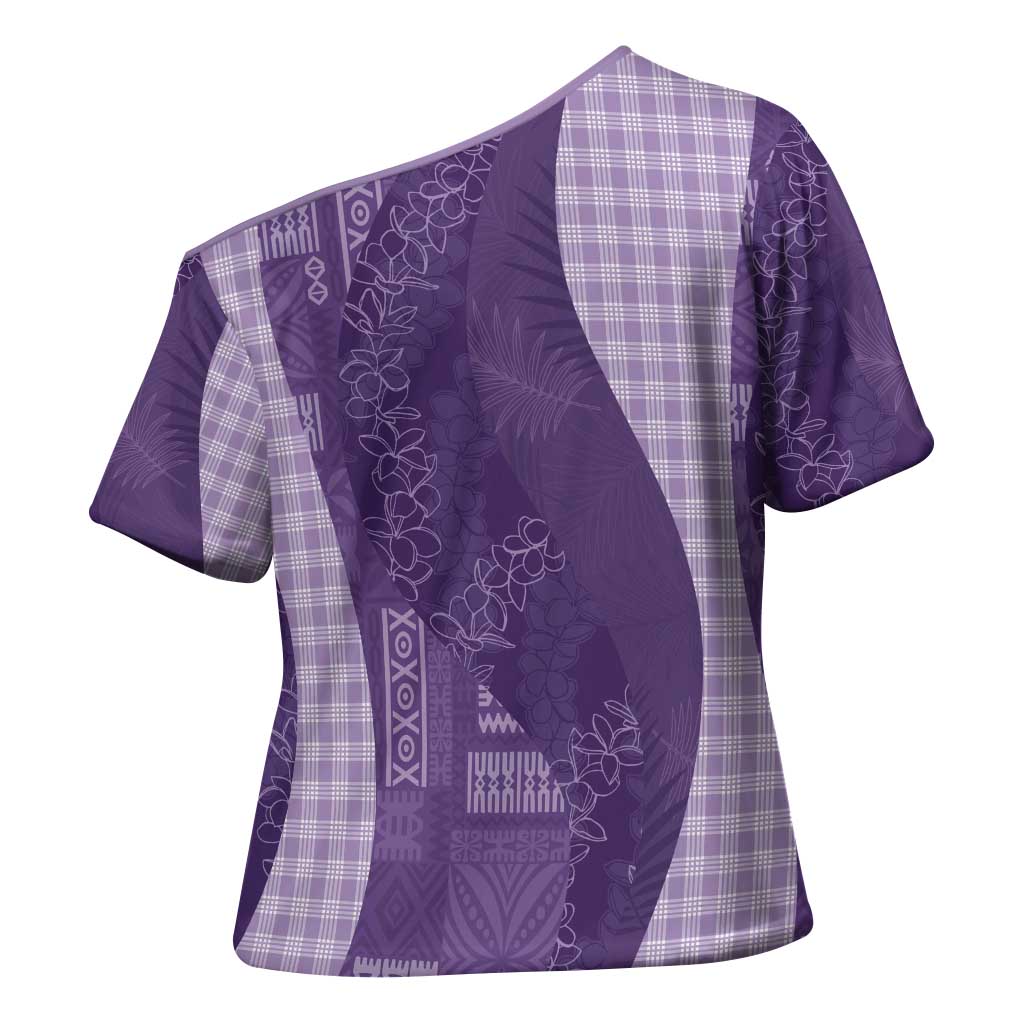 Polynesian Tribal Pattern Patchwork Picturesque Cross Shoulder Shirt Deep Violet LT7 - Polynesian Pride
