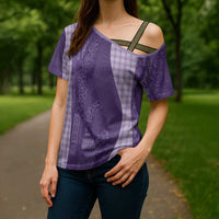 Polynesian Tribal Pattern Patchwork Picturesque Cross Shoulder Shirt Deep Violet LT7 - Polynesian Pride