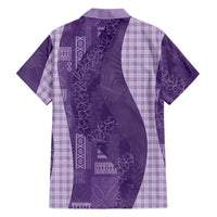 Polynesian Tribal Pattern Patchwork Picturesque Family Matching Long Sleeve Bodycon Dress and Hawaiian Shirt Deep Violet LT7 - Polynesian Pride