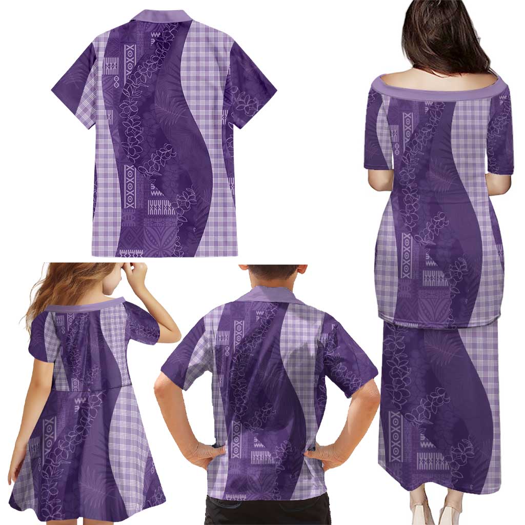 Polynesian Tribal Pattern Patchwork Picturesque Family Matching Puletasi and Hawaiian Shirt Deep Violet LT7 - Polynesian Pride