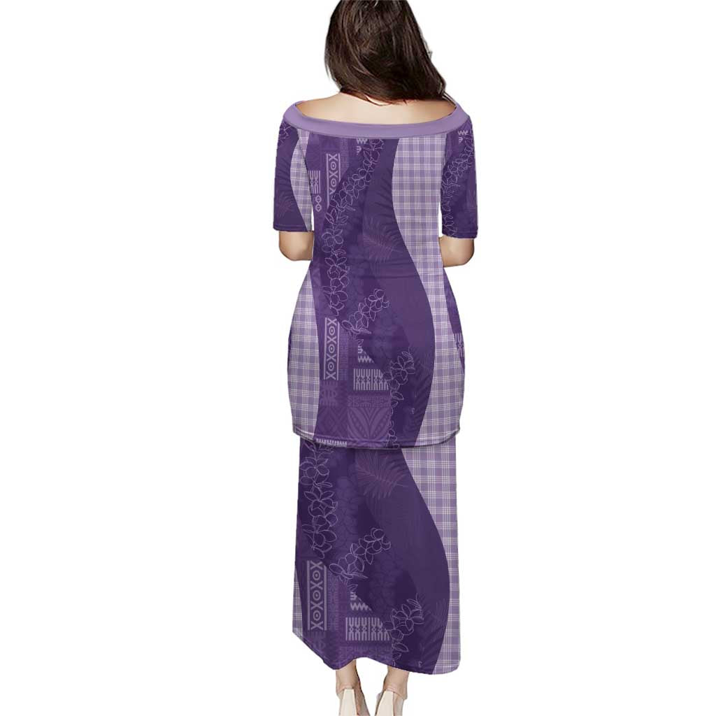 Polynesian Tribal Pattern Patchwork Picturesque Family Matching Puletasi and Hawaiian Shirt Deep Violet LT7 - Polynesian Pride