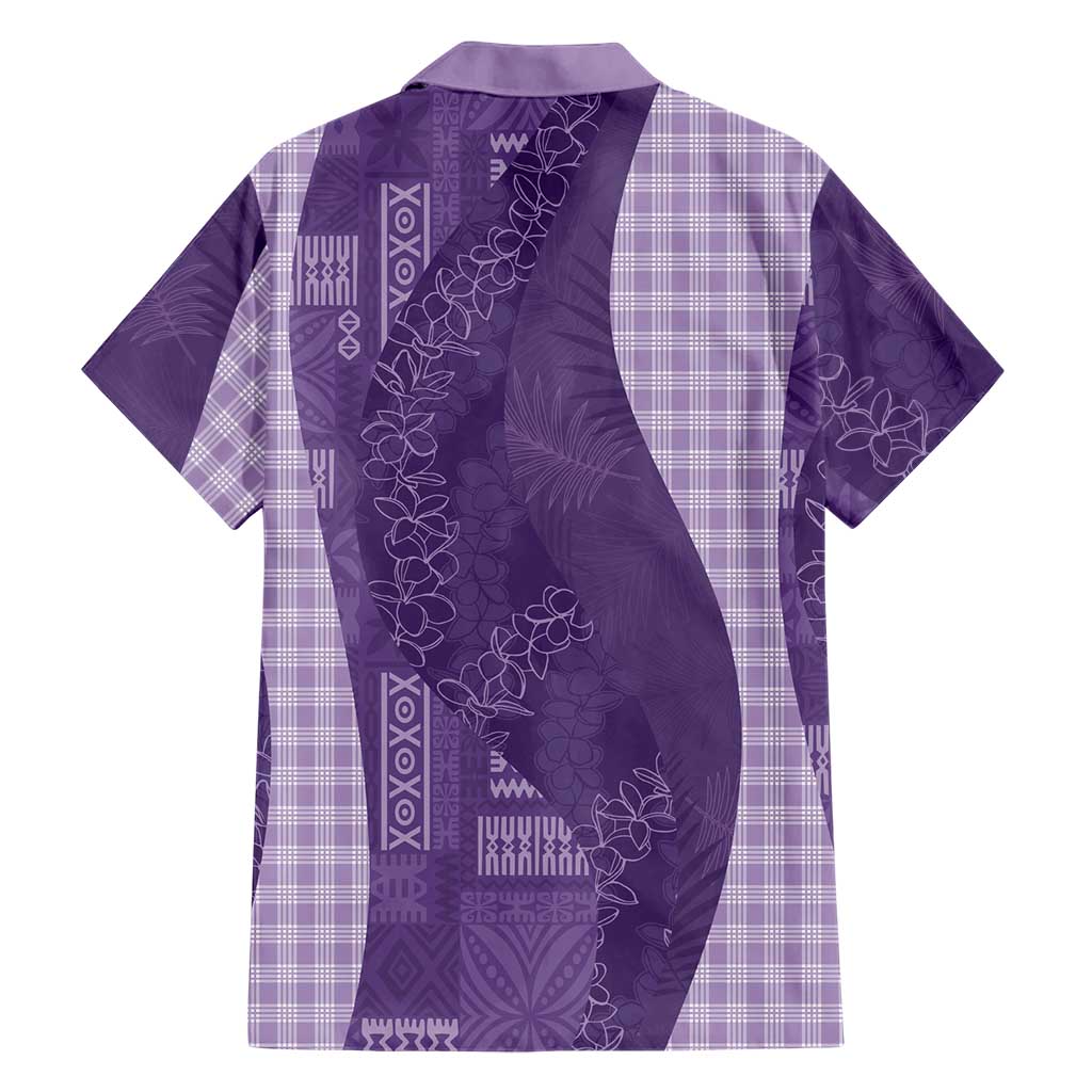 Polynesian Tribal Pattern Patchwork Picturesque Family Matching Short Sleeve Bodycon Dress and Hawaiian Shirt Deep Violet