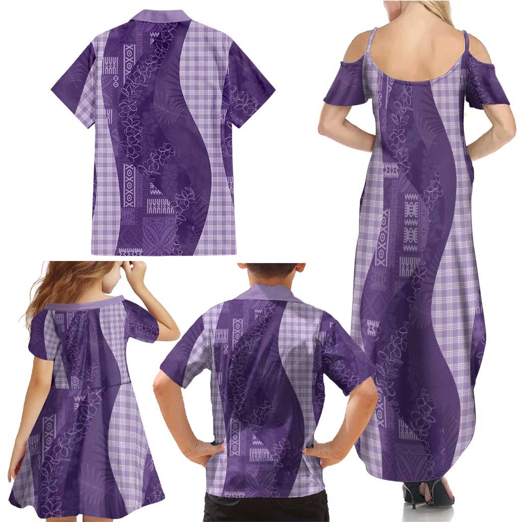Polynesian Tribal Pattern Patchwork Picturesque Family Matching Summer Maxi Dress and Hawaiian Shirt Deep Violet LT7 - Polynesian Pride