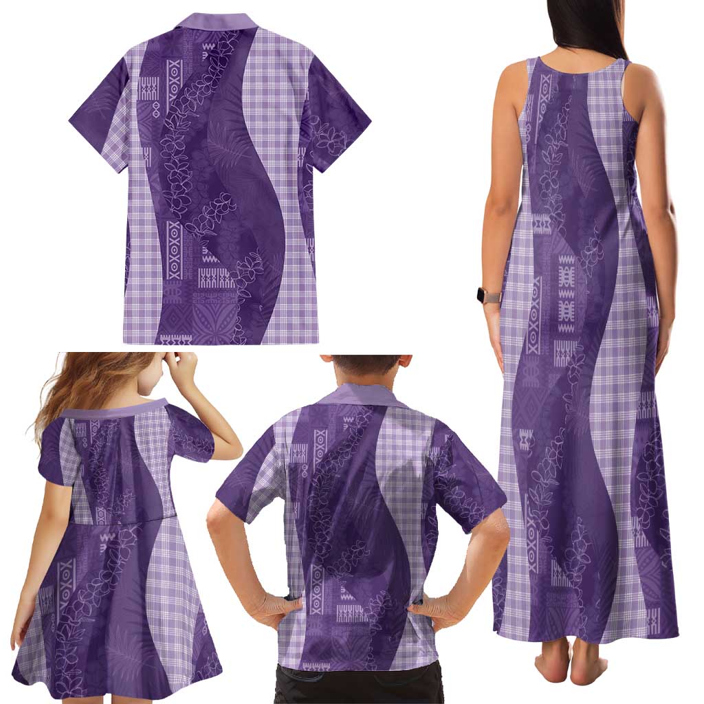 Polynesian Tribal Pattern Patchwork Picturesque Family Matching Tank Maxi Dress and Hawaiian Shirt Deep Violet LT7 - Polynesian Pride