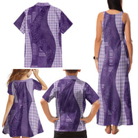 Polynesian Tribal Pattern Patchwork Picturesque Family Matching Tank Maxi Dress and Hawaiian Shirt Deep Violet LT7 - Polynesian Pride
