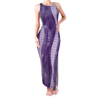 Polynesian Tribal Pattern Patchwork Picturesque Family Matching Tank Maxi Dress and Hawaiian Shirt Deep Violet LT7 Mom's Dress Violet - Polynesian Pride