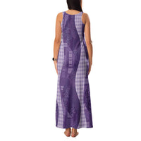 Polynesian Tribal Pattern Patchwork Picturesque Family Matching Tank Maxi Dress and Hawaiian Shirt Deep Violet LT7 - Polynesian Pride