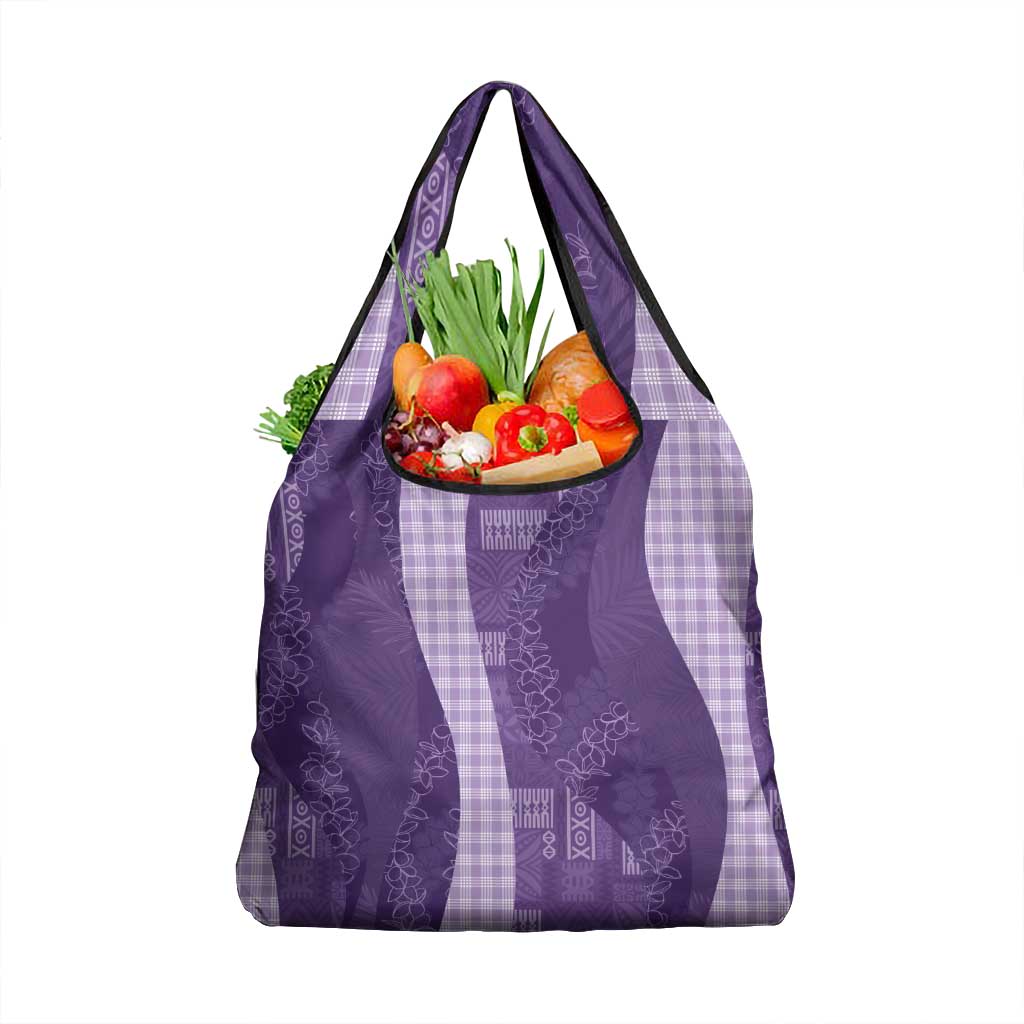 Polynesian Tribal Pattern Patchwork Picturesque Grocery Bag Deep Violet LT7 1-pack One Size Violet - Polynesian Pride