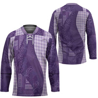 Polynesian Tribal Pattern Patchwork Picturesque Hockey Jersey Deep Violet LT7 - Polynesian Pride