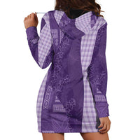 Polynesian Tribal Pattern Patchwork Picturesque Hoodie Dress Deep Violet LT7 - Polynesian Pride