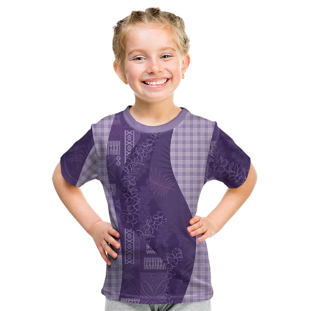 Polynesian Tribal Pattern Patchwork Picturesque Kid T Shirt Deep Violet LT7 Violet - Polynesian Pride