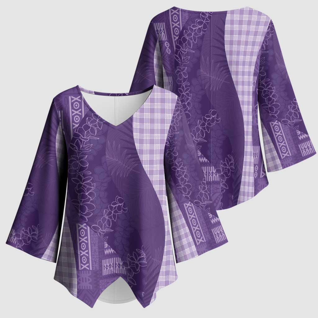 Polynesian Tribal Pattern Patchwork Picturesque Kimono Sleeve Blouse Deep Violet LT7 - Polynesian Pride