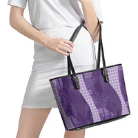 Polynesian Tribal Pattern Patchwork Picturesque Leather Tote Bag Deep Violet LT7 - Polynesian Pride