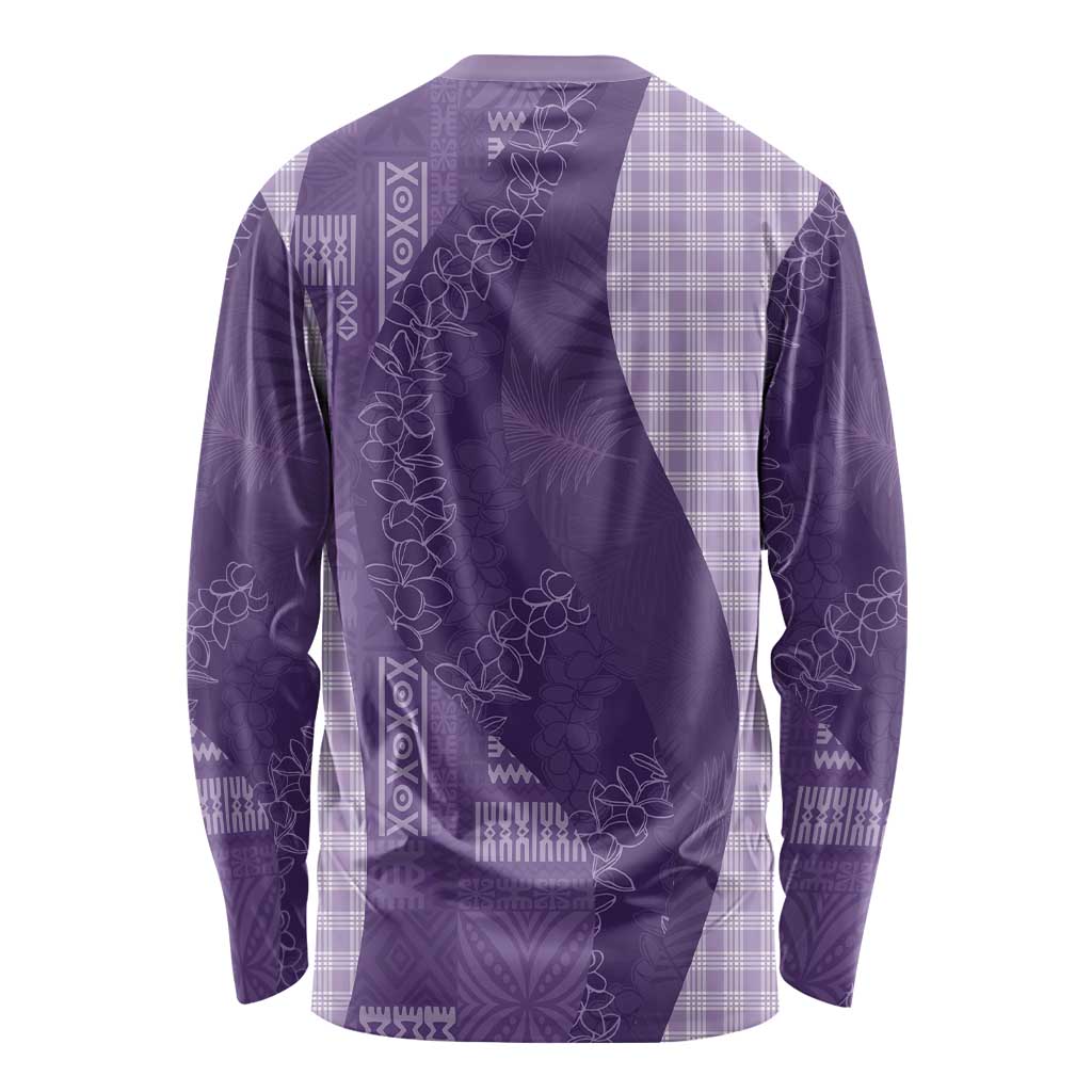 Polynesian Tribal Pattern Patchwork Picturesque Long Sleeve Shirt Deep Violet LT7 - Polynesian Pride