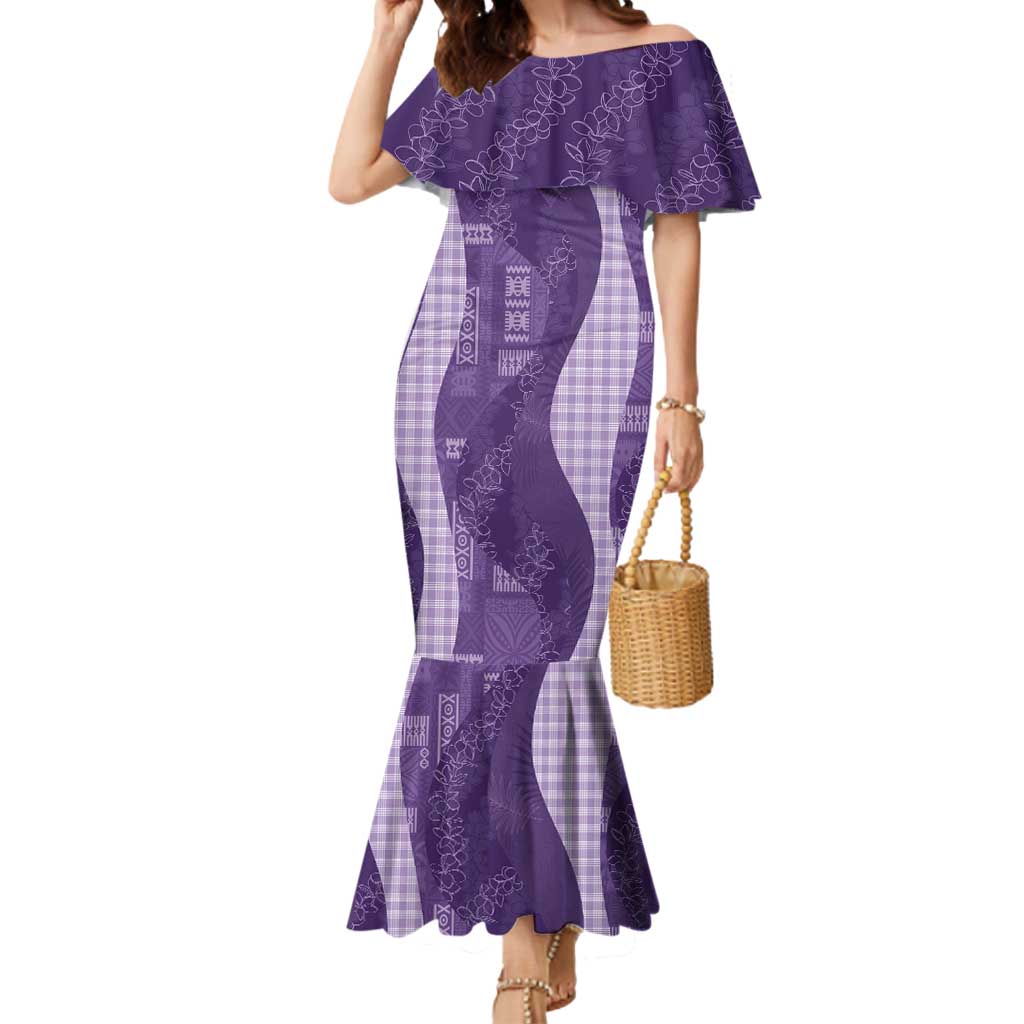 Polynesian Tribal Pattern Patchwork Picturesque Mermaid Dress Deep Violet LT7 Women Violet - Polynesian Pride