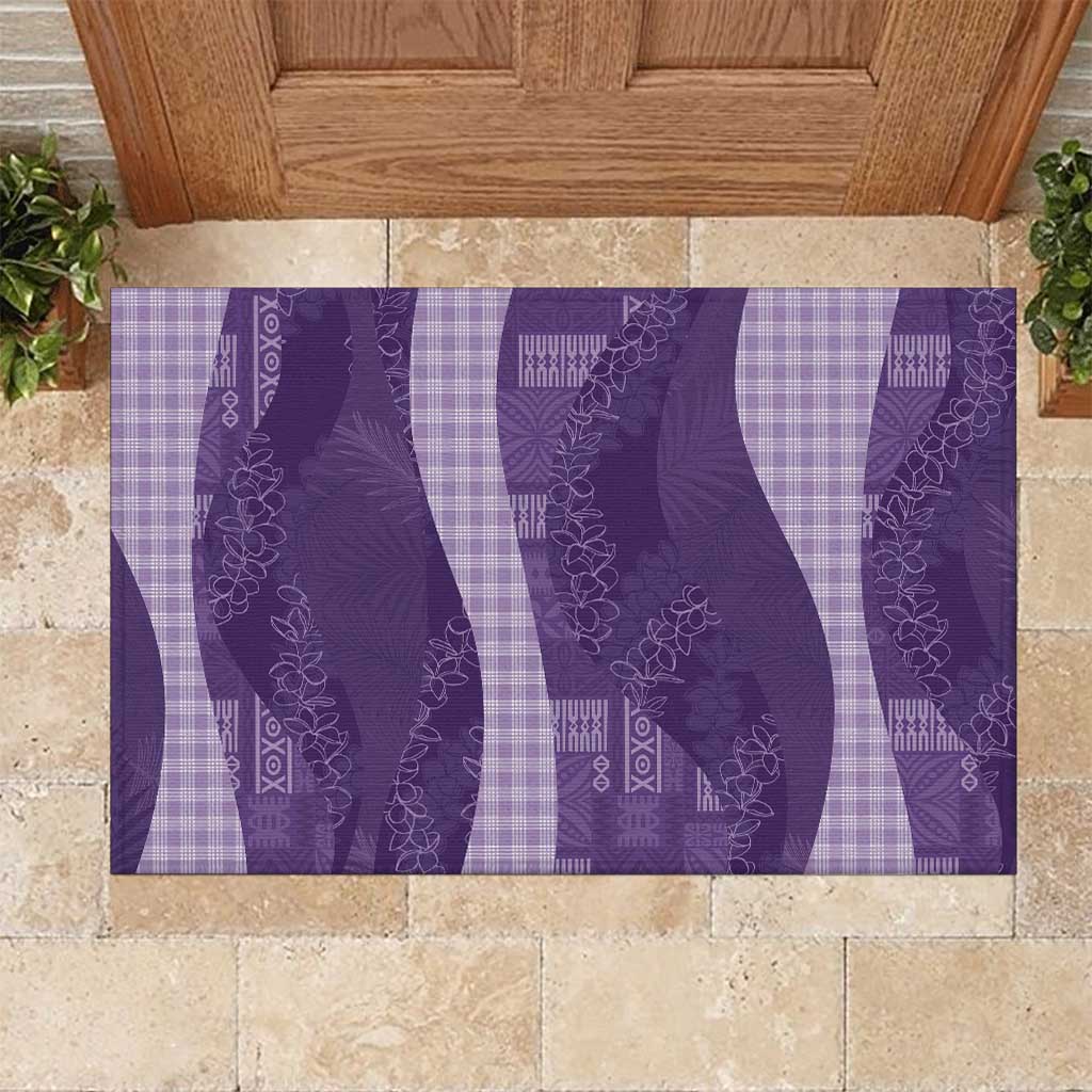 Polynesian Tribal Pattern Patchwork Picturesque Rubber Doormat Deep Violet LT7 Violet - Polynesian Pride
