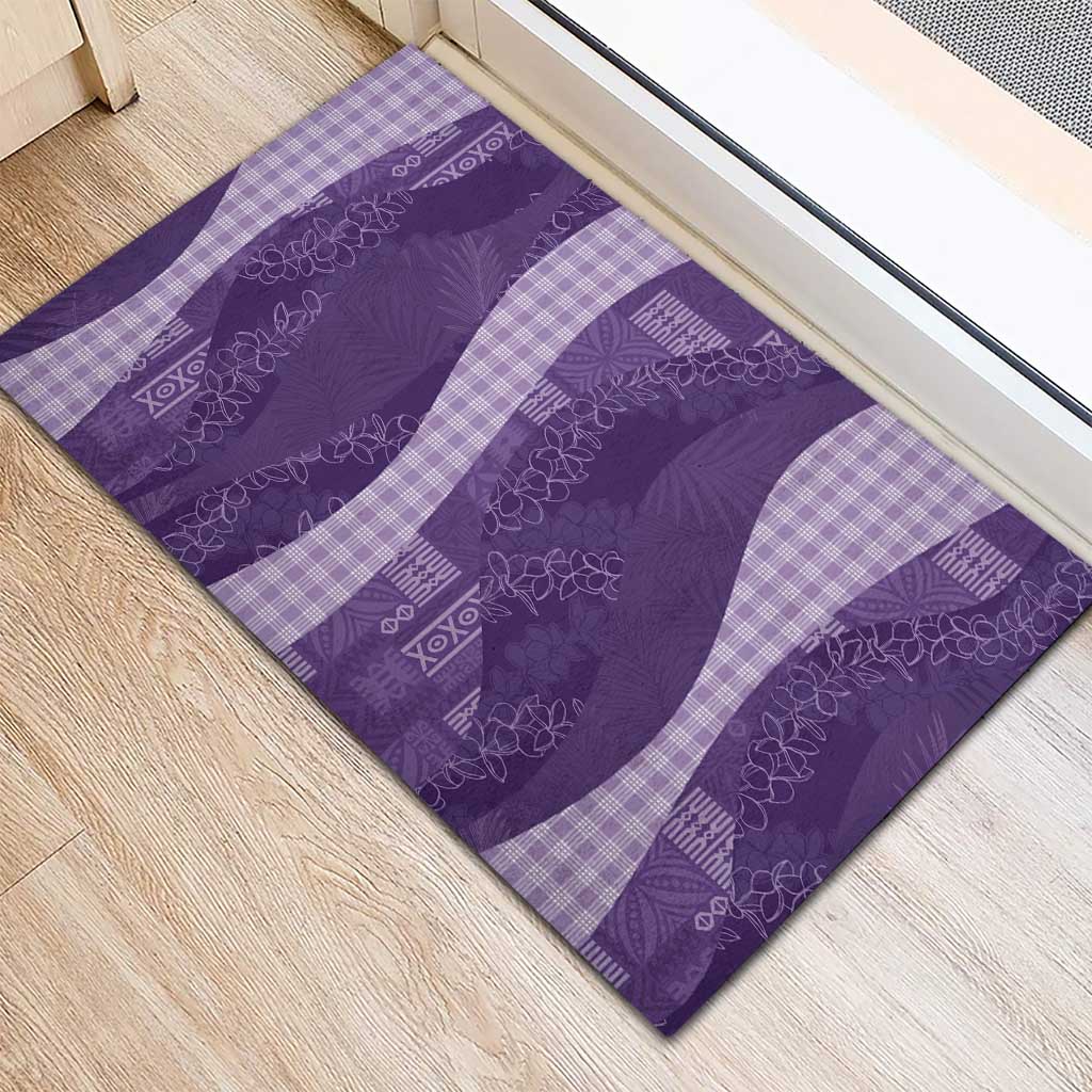 Polynesian Tribal Pattern Patchwork Picturesque Rubber Doormat Deep Violet LT7 - Polynesian Pride