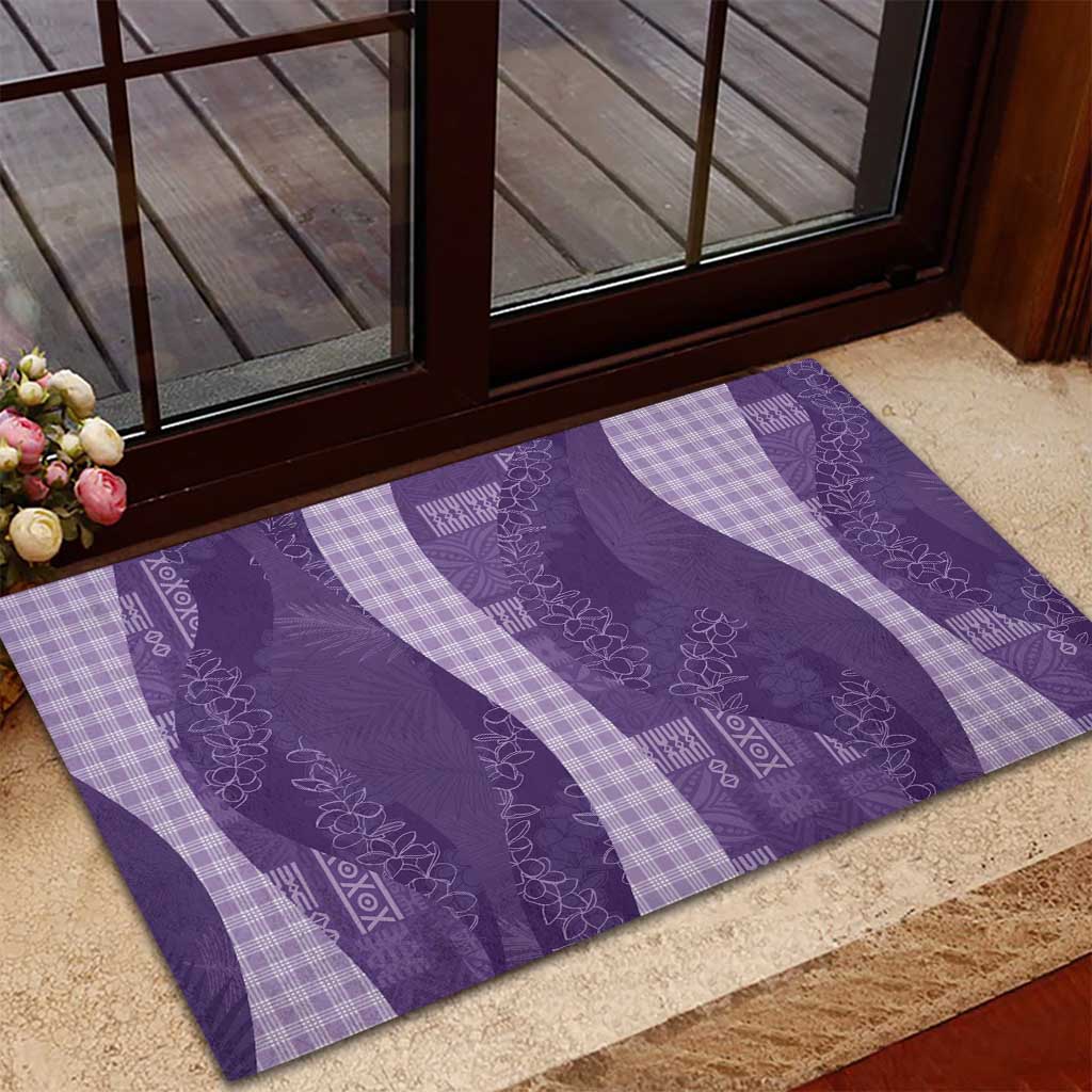 Polynesian Tribal Pattern Patchwork Picturesque Rubber Doormat Deep Violet LT7 - Polynesian Pride