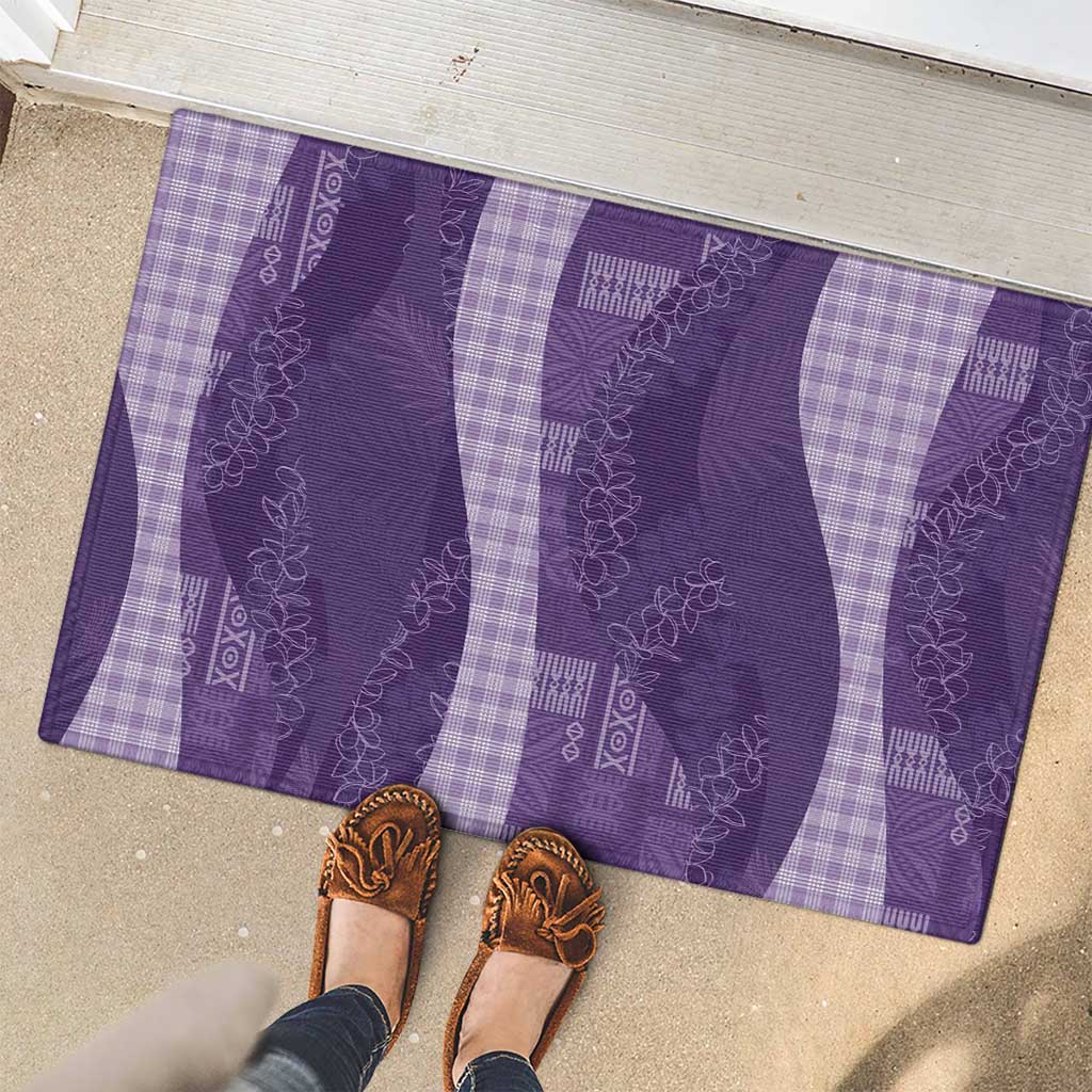 Polynesian Tribal Pattern Patchwork Picturesque Rubber Doormat Deep Violet LT7 - Polynesian Pride