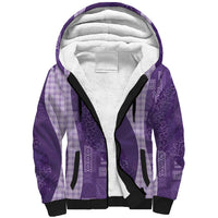 Polynesian Tribal Pattern Patchwork Picturesque Sherpa Hoodie Deep Violet LT7 Unisex Violet - Polynesian Pride
