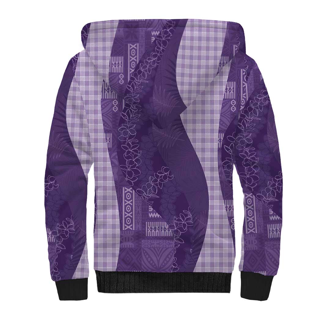 Polynesian Tribal Pattern Patchwork Picturesque Sherpa Hoodie Deep Violet LT7 - Polynesian Pride