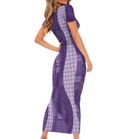 Polynesian Tribal Pattern Patchwork Picturesque Short Sleeve Bodycon Dress Deep Violet LT7 - Polynesian Pride