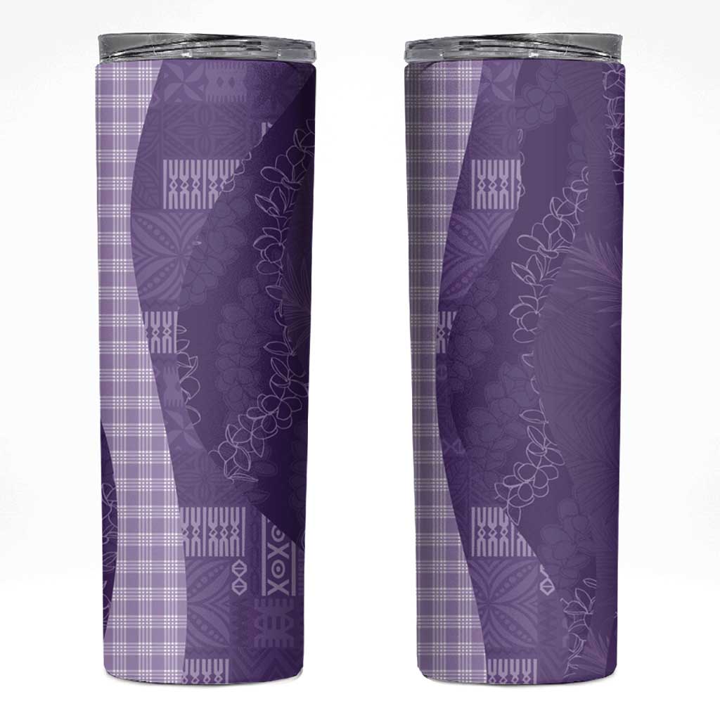 Polynesian Tribal Pattern Patchwork Picturesque Skinny Tumbler Deep Violet LT7 Violet - Polynesian Pride