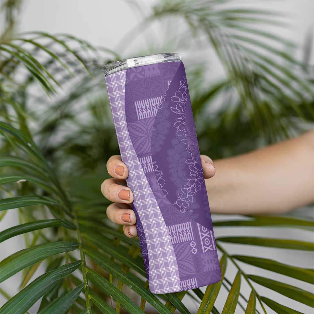 Polynesian Tribal Pattern Patchwork Picturesque Skinny Tumbler Deep Violet LT7 - Polynesian Pride