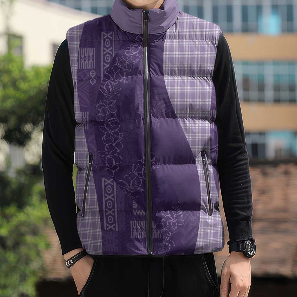 Polynesian Tribal Pattern Patchwork Picturesque Sleeveless Puffer Jacket Deep Violet LT7 - Polynesian Pride