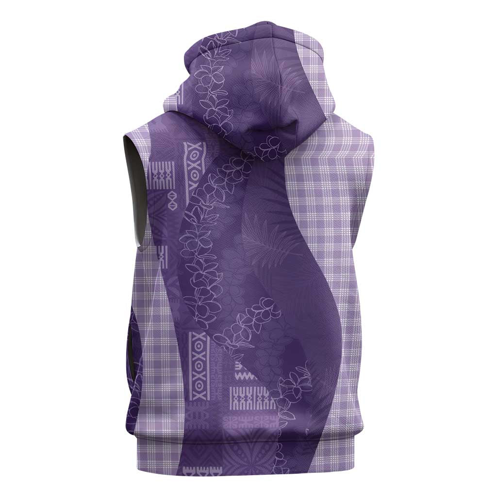 Polynesian Tribal Pattern Patchwork Picturesque Sleeveless Zip Hoodie Deep Violet LT7 - Polynesian Pride