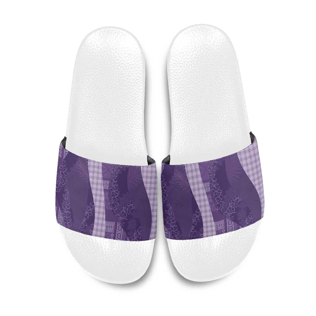 Polynesian Tribal Pattern Patchwork Picturesque Slide Sandals Deep Violet LT7 Violet - Polynesian Pride