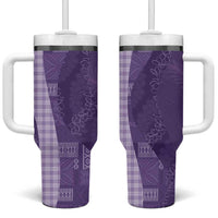 Polynesian Tribal Pattern Patchwork Picturesque Tumbler With Handle Deep Violet LT7 One Size: 40 oz Violet - Polynesian Pride