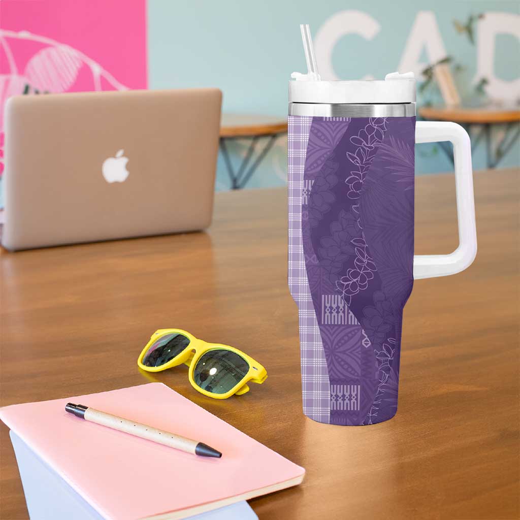 Polynesian Tribal Pattern Patchwork Picturesque Tumbler With Handle Deep Violet LT7 - Polynesian Pride