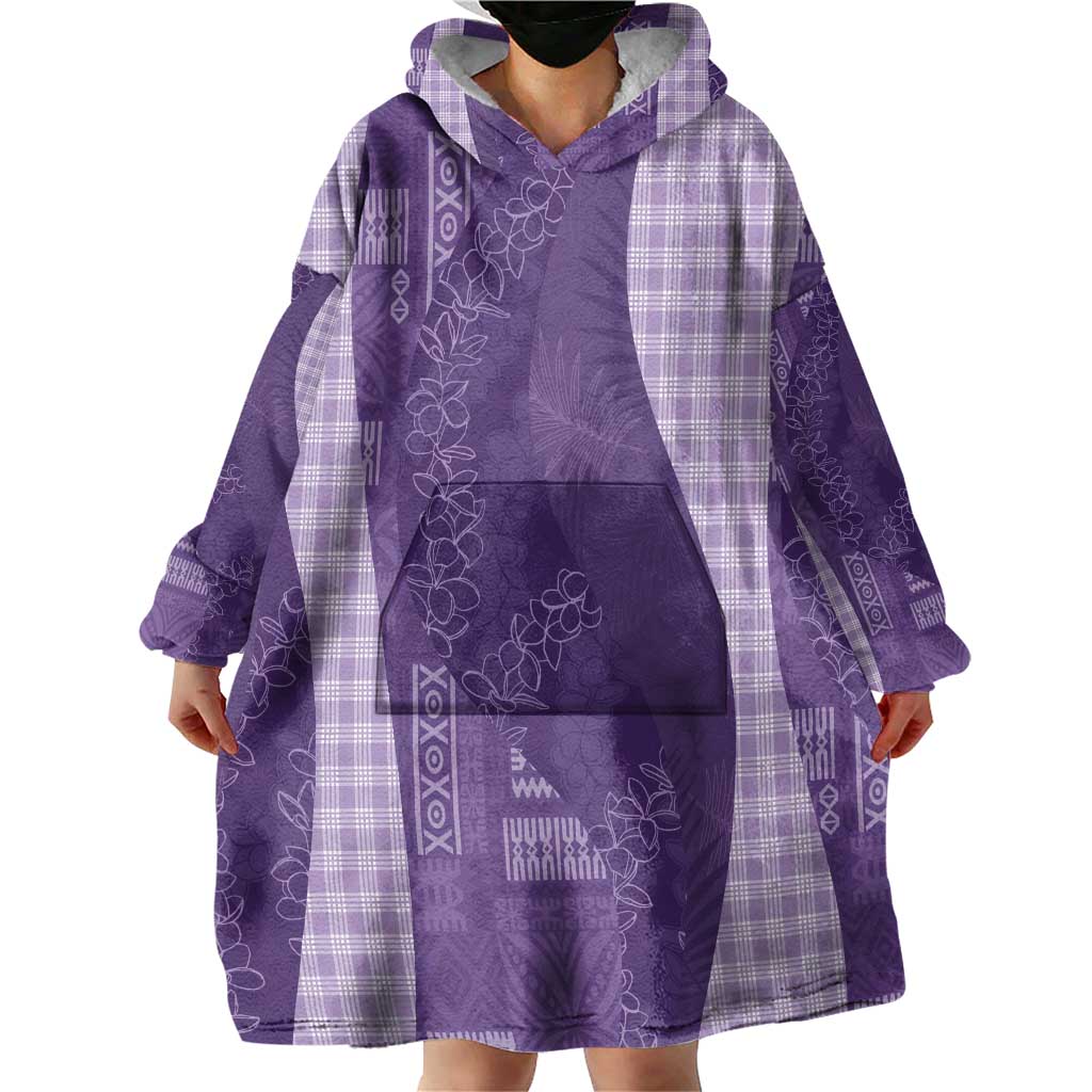 Polynesian Tribal Pattern Patchwork Picturesque Wearable Blanket Hoodie Deep Violet LT7 - Polynesian Pride