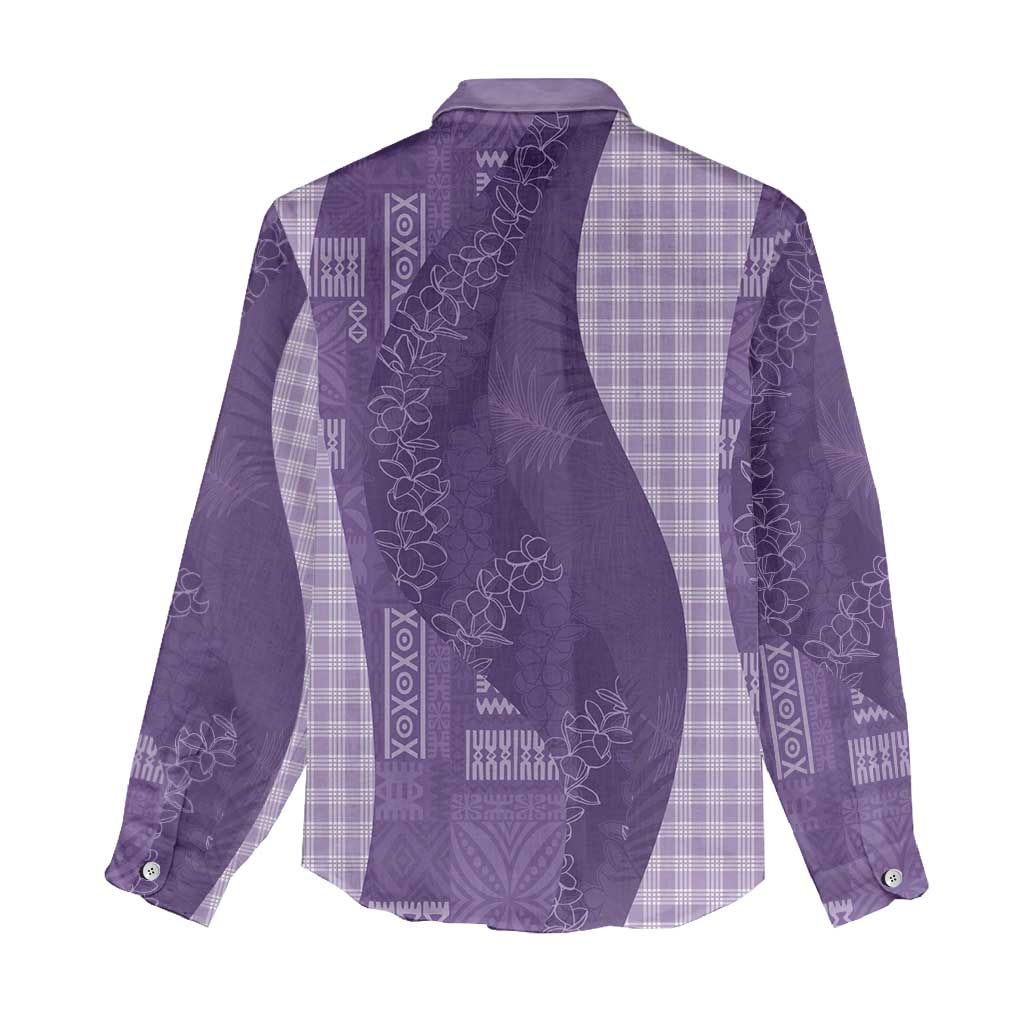 Polynesian Tribal Pattern Patchwork Picturesque Women Casual Shirt Deep Violet LT7 - Polynesian Pride